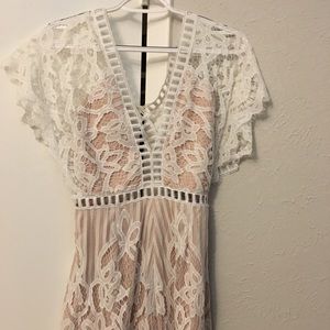 Lace and tan romper